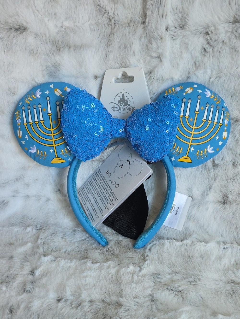 Disney Blue Sequin Bow Hanukkah Minnie Ears